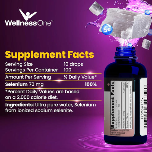 Liquid Selenium Supplement - Ionized Selenium Liquid Drops 70 mcg - Antioxidant, Cardiovascular and Immune Support - USA Tested, Vegan, Non-GMO, Gluten Free, Unflavored - 1.67 fl oz