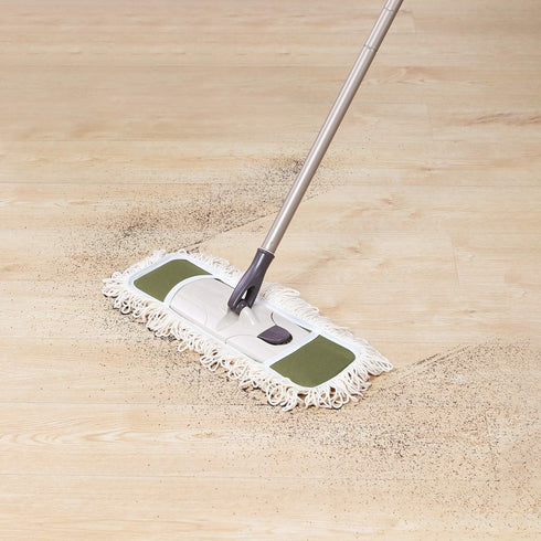 Eyliden Dust Mop with 2 Reusable Washable Pads, Height Adjustable Handle for Wet & Dry Floor Cleaning