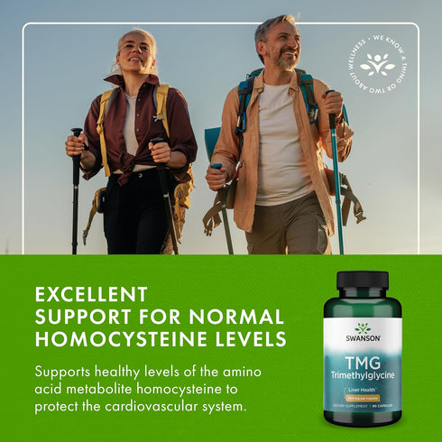 Swanson TMG Trimethylglycine - Amino Acid Supplement for Healthy Liver Function & Heart Health Support (90 Capsules,