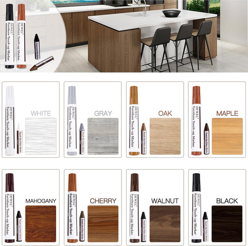 Set 17 DEWEL Furniture Markers Touch Up, Upgrade Wooden Furniture Repair Kit, Premium Wood Scratch Repair Markers