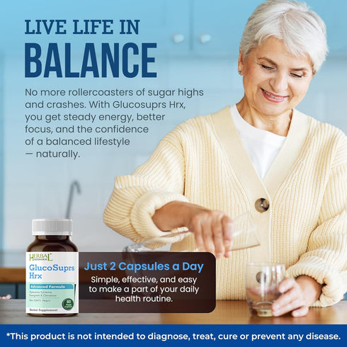 Herbal Destination 60 GlucoSuprs Hrx - Gymnema, Bitter Melon, Salacia, Fenugreek, Cinnamon and Jambolan - Capsules