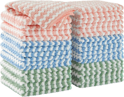JOYMOOP Microfiber Cleaning Cloths, 18 Pack Kitchen Towels for Dish Drying, 10"x10", Absorbent Lint Free Rags