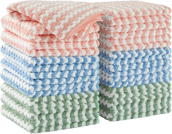JOYMOOP Microfiber Cleaning Cloths, 18 Pack Kitchen Towels for Dish Drying, 10"x10", Absorbent Lint Free Rags