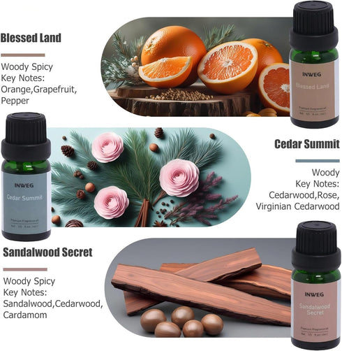 Set, 2 Oz 6 Essential Oils Well Being Fl Aromatherapy Oils for Diffuser, Pure Undiluted Fragrance Oils, All Seasons