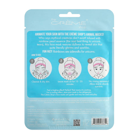 The Creme Shop Animal Sheet Mask - Korean Hydrating Collagen Vitamin C Anti-Aging - Pack of 3 (Unicorn)