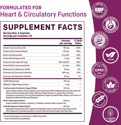 26-in-1 Nitric Oxide Supplement with Coq 10, Organic Beet Root, Olive Leaf Extract, Garlic & 2103mg per Serving