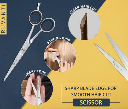 Ruvanti Hair Cutting Scissors - Professional Barber Shears for Salon & Home Use, Sharp Stainless Steel Blades