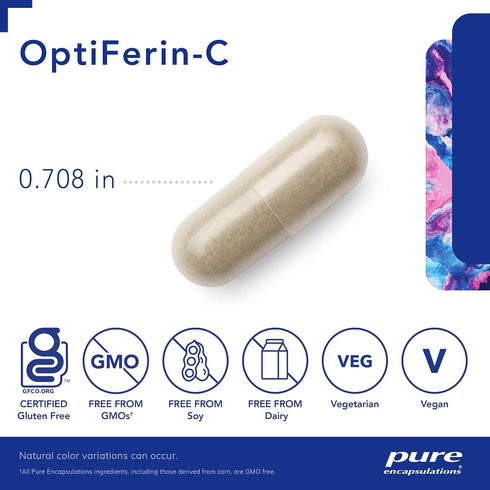 Pure Encapsulations OptiFerin-C, 60 Capsules, Iron Absorption Support, Vitamin C Enriched, Gluten Free & Non-GMO