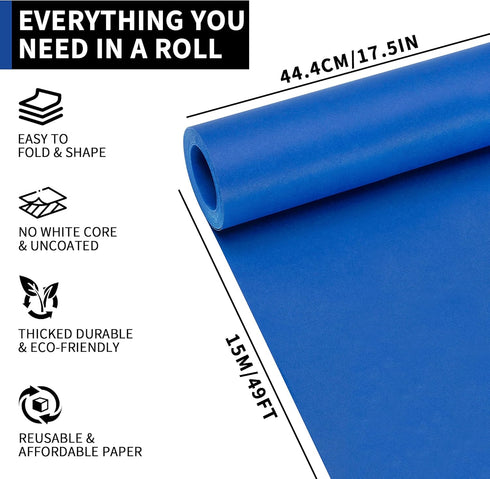 Kraft Arts Paper Roll - 17.5 inches by 49.2 Feet (15m) Paper for DIY Crafts Drawing Gift Wrapping Wall Art (Navy Blue) PAP01NB by PENPRIS