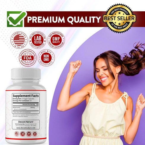 Premium Berberine Supplement 1800mg - High Purity Berberine HCl 97% - Immune System Support, Non-GMO Vegan, 90 Capsules