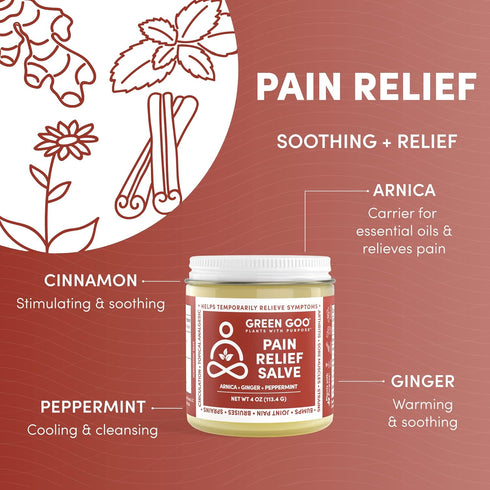Green Pain Relief Skin Salve, All-Natural Formula for Arthritis, Sore Muscles & Bruises, 4 oz jar, Rapid Relief