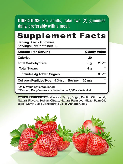 Nature's Truth Collagen Gummies for Women | 60 Count Type 1 and 3 | Strawberry Flavor | Non-GMO, Gluten Free Collagen Peptide Supplement
