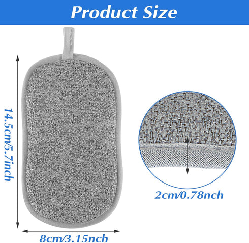 6 Pack Multipurpose Dish Scrubber Sponges, Non Scratch Sponge Microfiber Side for Dish Rough Side for Non Stick Cookware Reusable Sponge Scrub Sponge Dishcloth for Sink Pan Pot Countertop(Grey) by Amaxiu