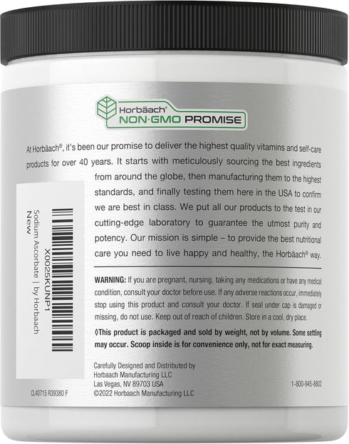 Horbaeach Buffered Sodium Ascorbate Vitamin C Powder - 16 oz Vegan, Non-GMO Supplement