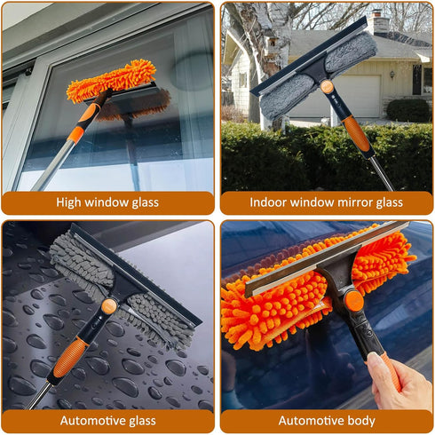 Tonmp 20 2 1 3-14 3 ft+ Reach Squeegee Window Cleaner Duster in Rotatable Window Cleaning Tool Kit with ft Extension
