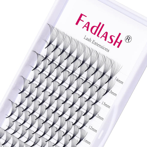 Volume Lash Extensions Mixed Tray, 0.07 C Curl, 10D Premade Fans Eyelash Extensions, 8-14mm, Pointed Base Middle Stem