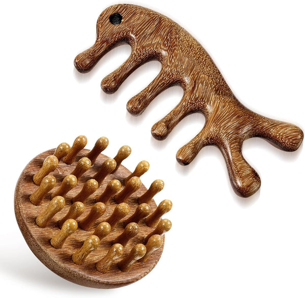 Xelsluthe Wooden Scalp Massager, Wood Scalp Massager Comb, Scalps Gua Sha, Portable Manual
