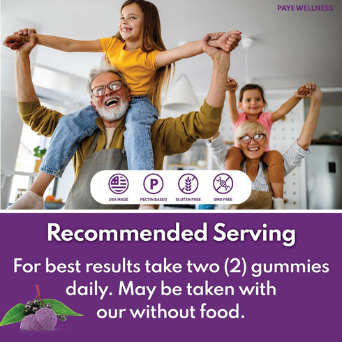 Sambucus Elderberry Immune Gummies - Daily Immune Support for Kids and Adults with Zinc, Vitamin C, D3, B6, B12