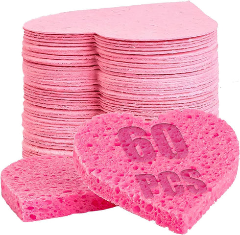 60-Count Compressed Facial Sponges | 100% Natural Cosmetic Spa Sponges for Facial Cleansing, Exfoliating Mask, Makeup