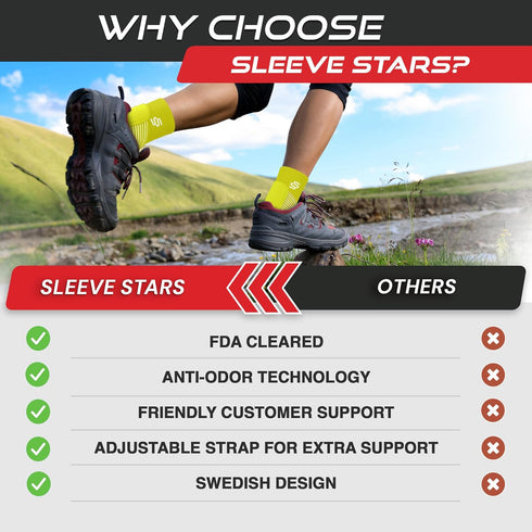 Sleeve Stars Ankle Support for Ligament Damage, Plantar Fasciitis & Achilles Tendonitis Pain Relief, Compression Strap