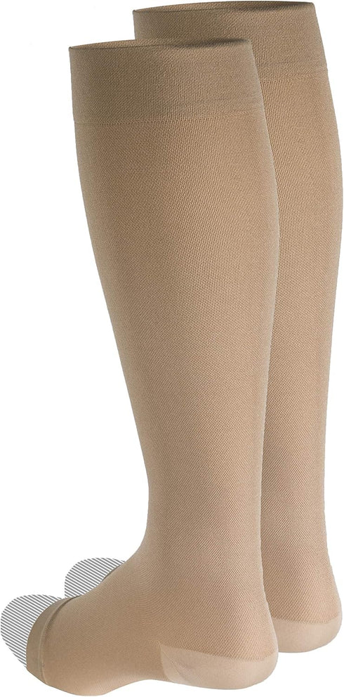 Truform Short Length Surgical Stockings, 18 mmHg Compression, Knee High, Open Toe, Beige, X-Large
