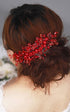 Kercisbeauty Red Crystal Beads Hair Comb - Wedding Bridal Boho Slide Comb for Brides and Bridesmaids