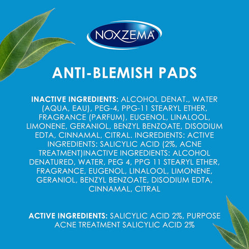 Noxzema Ultimate Clear Face Pads, 90 Count, Clears & Prevents Acne, Anti-Blemish with Over 60% Alcohol
