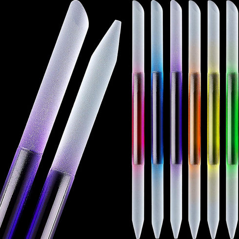 Maitys 6 Pieces Glass Cuticle Pusher Set with Double Sided Crystal Nail Files for Precision Manicure Pedicure (Pink,