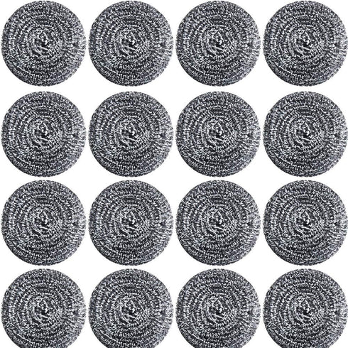 16 PCS Stainless Steel Sponges Scrubbers, Density Metal Scouring Pads for Pot Pan Dish Wash Cleaning