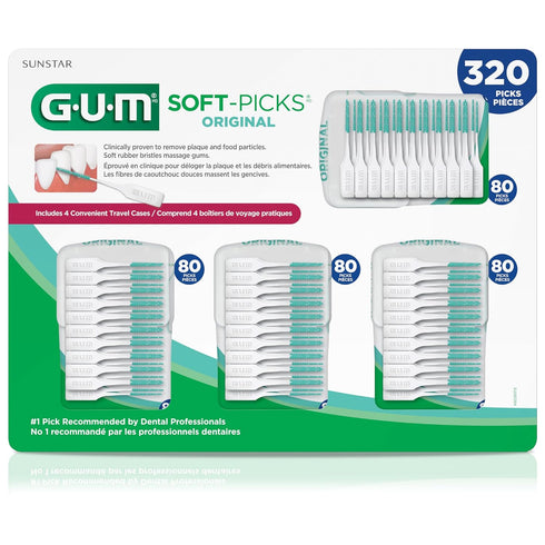 GUM Soft-Picks Original, 320ct, Easy to Use Dental Picks for Teeth Cleaning and Gum Health, Disposable Interdental