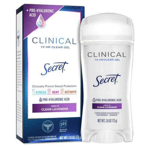 Secret Clinical Strength Antiperspirant Deodorant for Women, 72hr Protection, 2.6 oz, Clear Gel