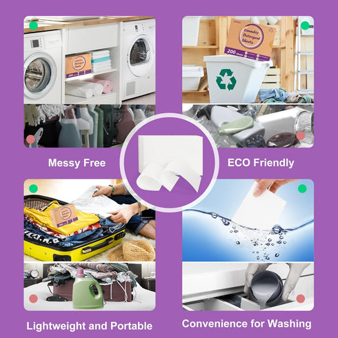 Laundry Detergent Sheets, 200 Loads - Lavender Laundry Soap Strips | Eco-Friendly, Hypoallergenic, No Plastic Jug,