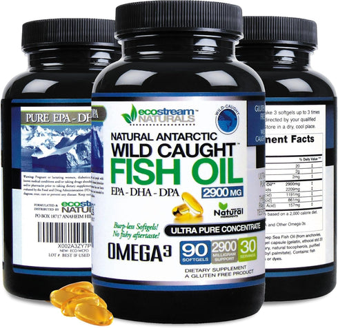 Wild Caught Omega 3 Fish Oil Supplement 2,900 Milligrams - Enhanced DPA-EPA-DHA Formula