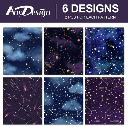 AnyDesign 12 Sheet Galaxy Wrapping Paper, Constellation Gift Wrap Paper Bulk for Birthday Baby Shower DIY Crafts