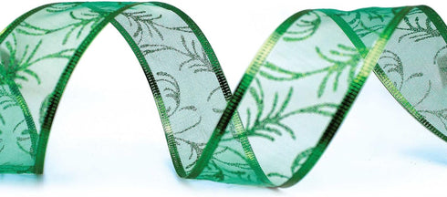Christmas Wired Ribbon Set of 4: Red, Green, Gold, Silver/White Sheer Organza Glitter, 40 Yards Total, 10 Yards Each