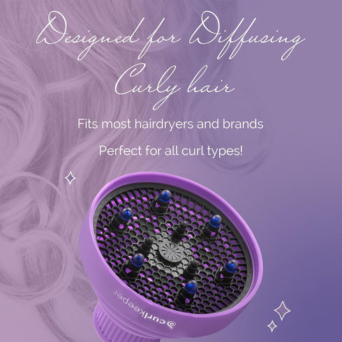 Curl Keeper Diffuser Hair Dryer for Curly Hair - Pop Up Silicone Attachment for Blow Dryers, Travel-Friendly