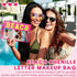 Hillban 2 Pcs Beach Makeup Bag - Clear Cosmetic Toiletry Pouch with Chenille Letter Patch for Summer Travel