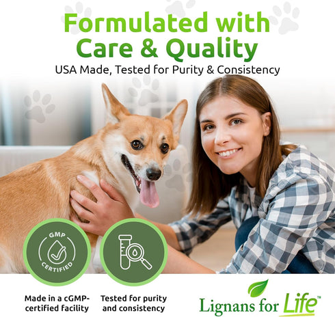 Lignans For Life Flaxseed Lignans for Dogs & People, Omega 3 Fatty Acids, 15mg, 180 Capsules, 1 Pack