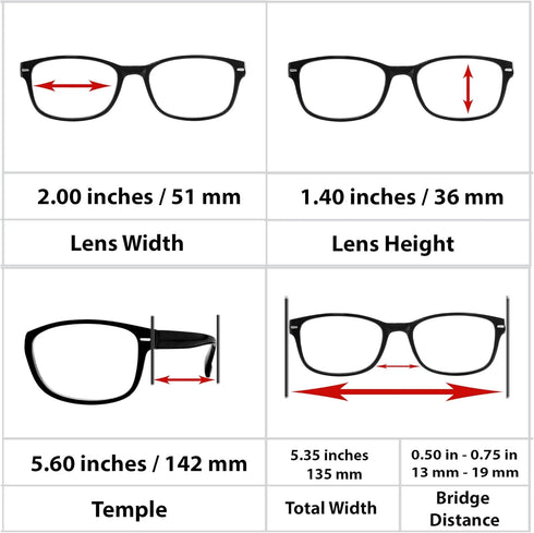 TruVision 9505HP Reading Glasses - 1, 2, 3 Pack for Men & Women
