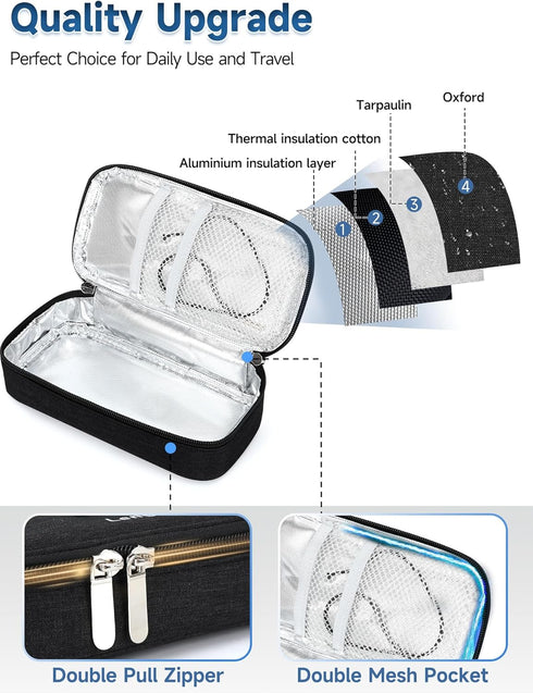 YOUSHARES Insulin Cooler Travel Case for Pen & Vials, Temperature Display Diabetic Medication Cooling Bag