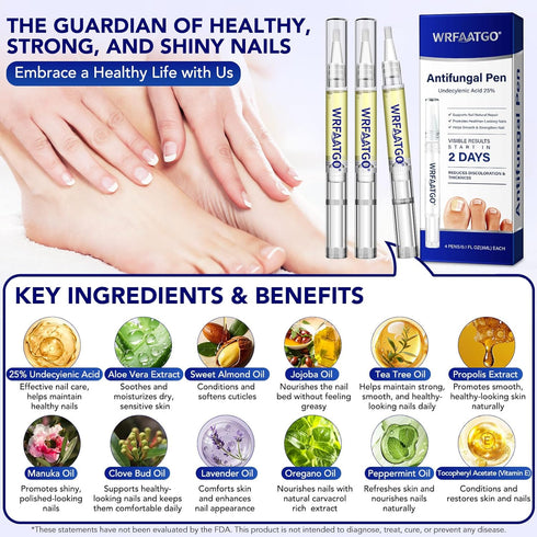 WRFAATGO 25% 4PCS Toenail Fungus Pen, Toenail Fungus Treatment Extra Strength, Undecylenic Acid for Fingernails