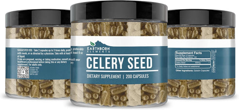 Earthborn Elements Celery Seed Extract 200 Capsules | Pure & Undiluted | No Additives