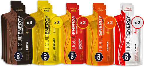 GU Energy Liquid Energy Gel, Vegan, Gluten-Free, Dairy-Free, On-the-Go Energy, 12-Count Assorted Flavors