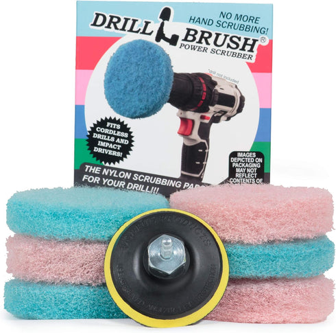 Drill Brush Cleaning Supplies - Bathroom Accessories, Scrub Pads for Shower, Bathtub, and Hard Water Stains