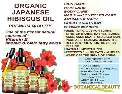 Organic HIBISCUS OIL, 100% Pure Natural Virgin Unrefined Cold Pressed for Face, Skin, Hair Growth (0.5 Fl. oz.)