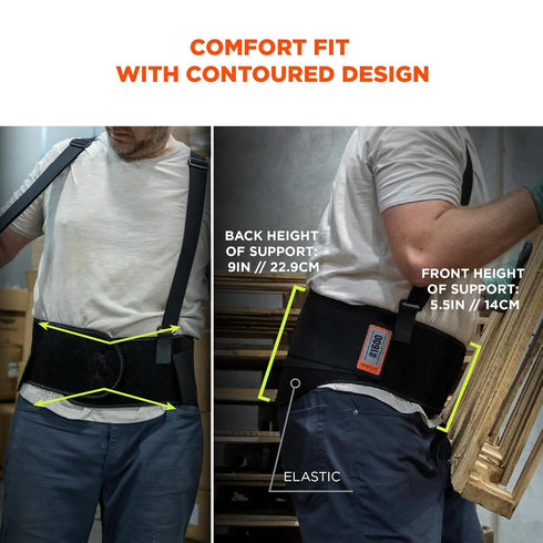 Ergodyne ProFlex 1600 Back Support Brace, XL, Black, 9" Extended Support