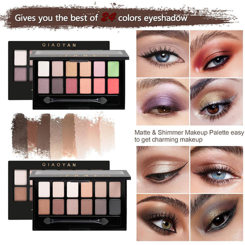 Makeup Set for Women, Full Kit Makeup Sets for Teens with Eyeshadow Palette, Lip Gloss, Foundation, Mascara, Eyeliner
