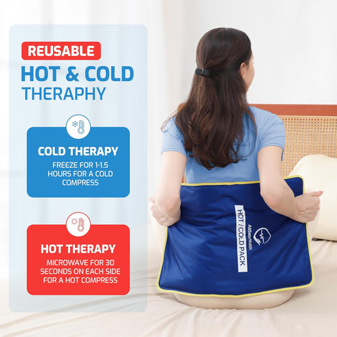 Extra Large Reusable Gel Ice Pack for Injuries - 23"x15", Flexible Cold Pack for Back Pain Relief, Post Surgery Recovery