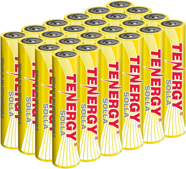 Tenergy Solla AAA Rechargeable NiMH Battery, 600mAh Solar Batteries for Outdoor Solar Lights, 24 Pack, UL Certified