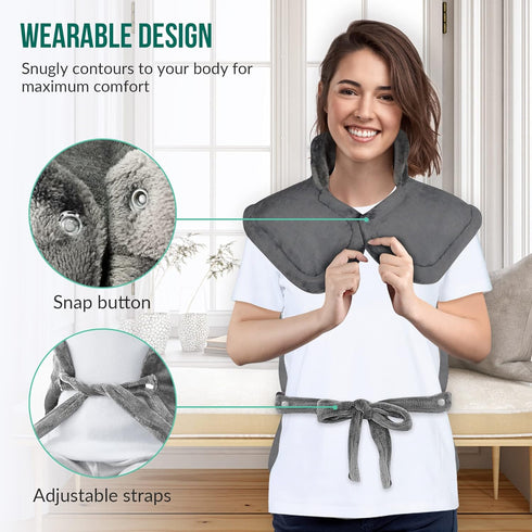 Snailax Heating Pad for Back Pain Relief - FSA HSA Eligible, Electric Large Heating Pad, Grey